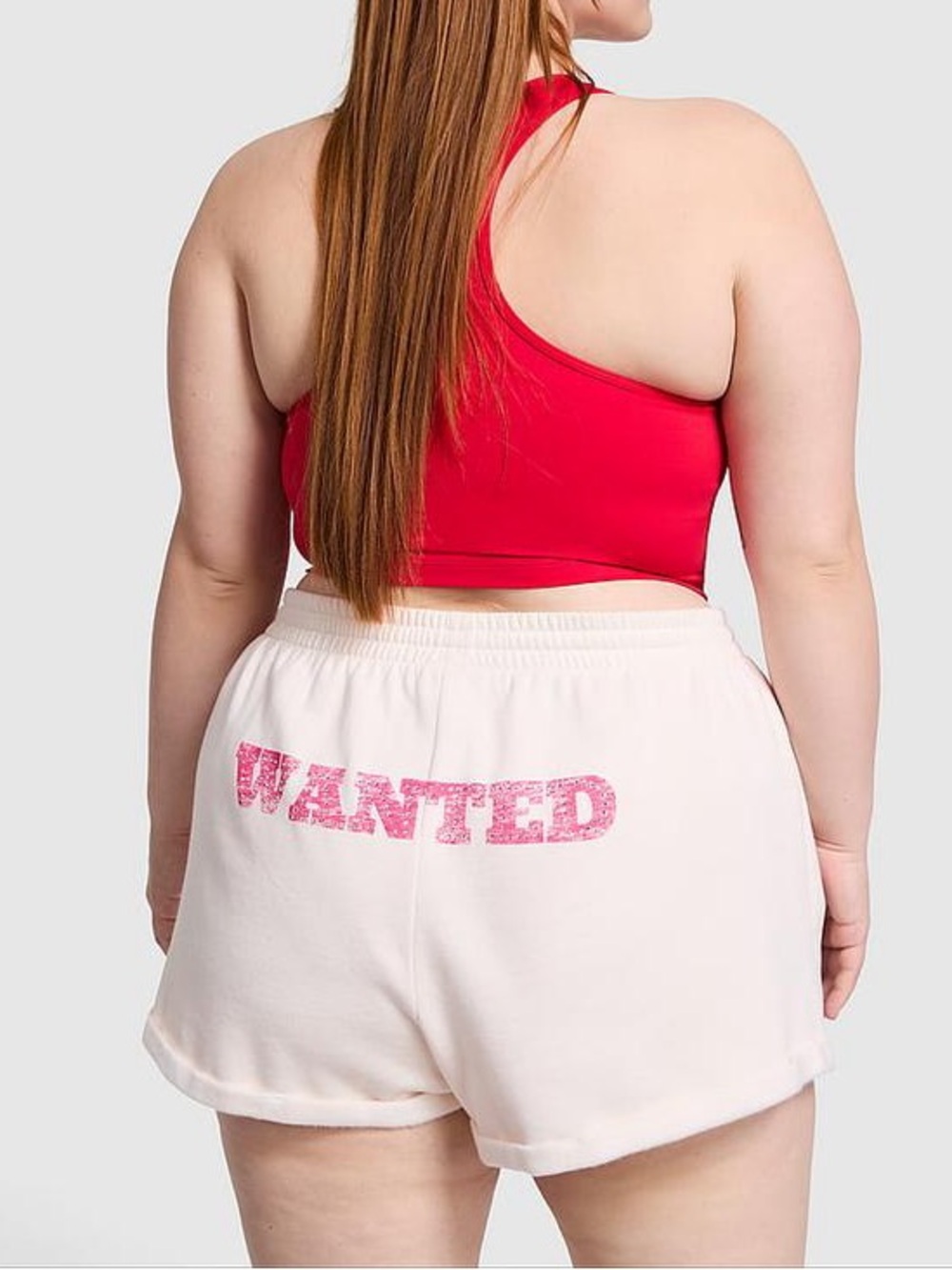 VICTORIA’S SECRET PINK Fleece Rolled Hem Short in Winter White Wanted Bling